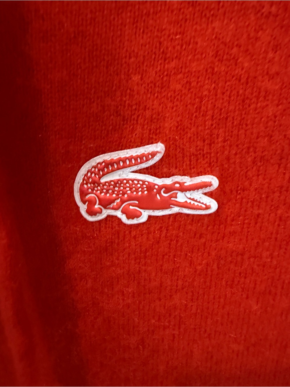 Lacoste Orange Cashmere Crocodile Zippered Jacket with Pockets Women’s Large